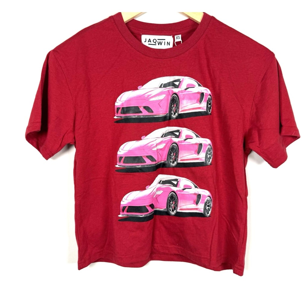 NWT JAQWIN Red Graphic Tee XS Pink Sports Car Porsche‎ Stack Streetwear T-Shirt